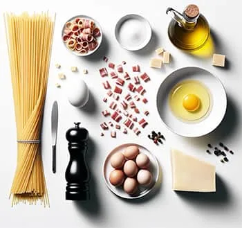 Ingrédients des spaghetti carbonara