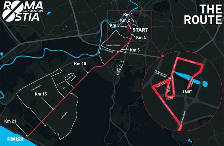 Nouveau parcours semi-marathon Roma-Ostia