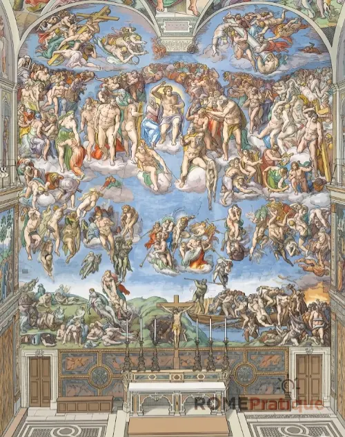 Jugement dernier derrière l'autel de la chapelle Sixtine