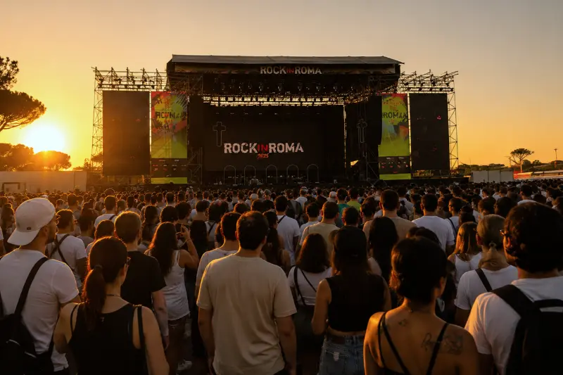 Scène du festival Rock in Roma avant un concert