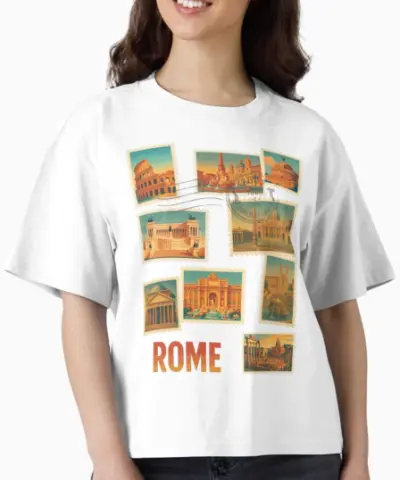 Tee Shirt avec des Timbres de Rome